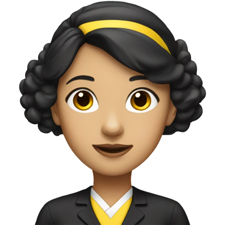 Black yellow flight attendant uniform Asian  emoji