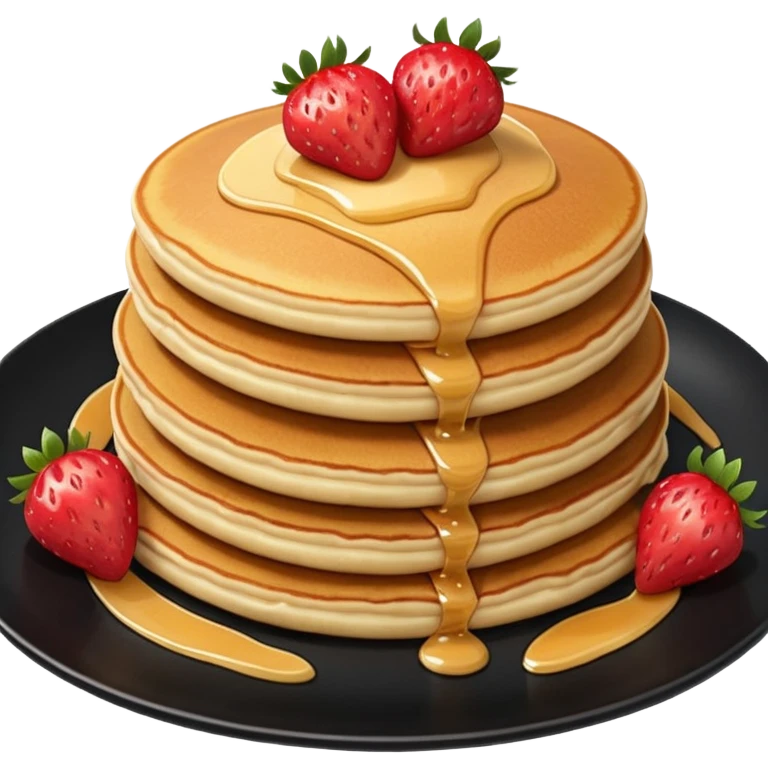 TWO Pancakes with strawberries in a black plate emoji