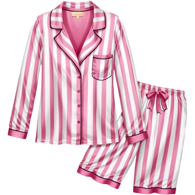 Striped pink and white silk Victoria’s Secret pajama set emoji