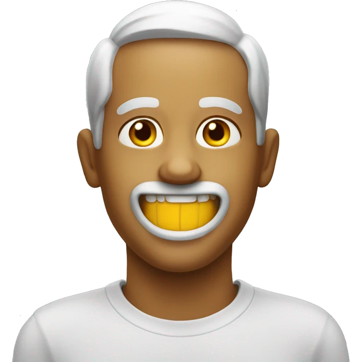 Smiling emoji with yellow bone in mouth  emoji
