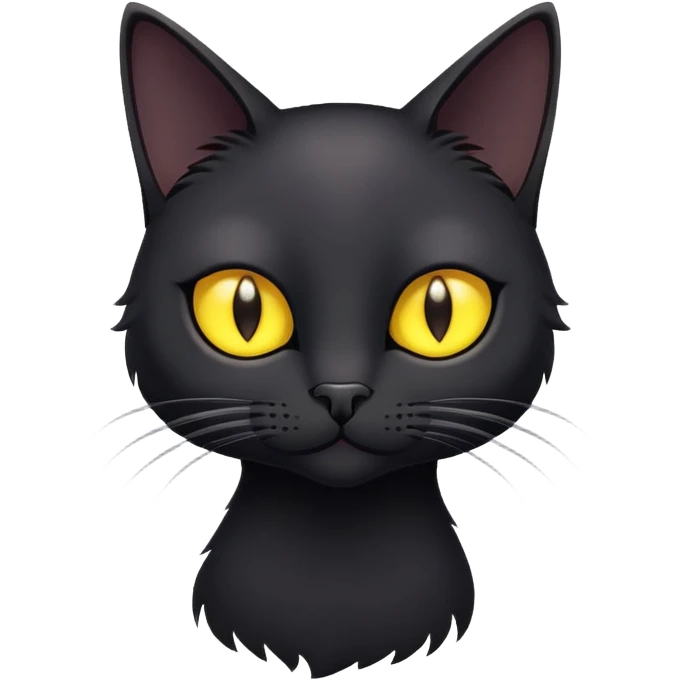 skinny black cat with yellow eyes emoji