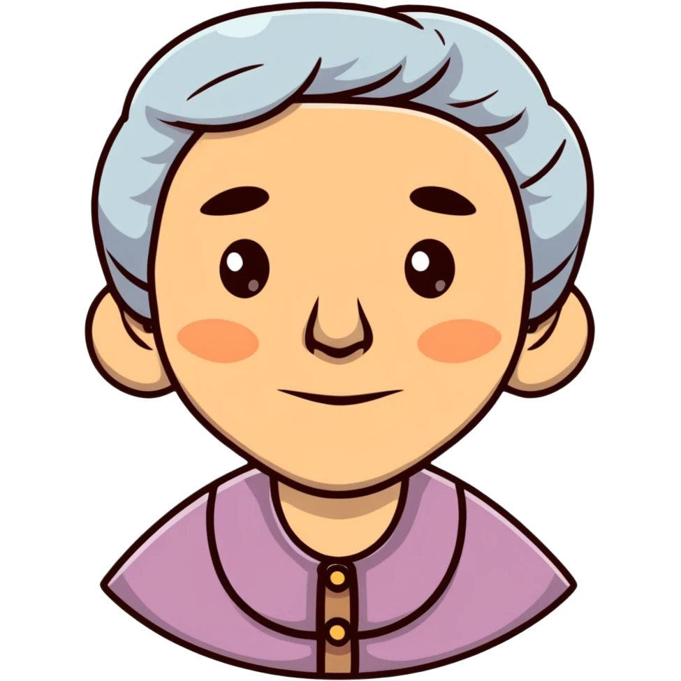 old woman cartoon sticker style emoji