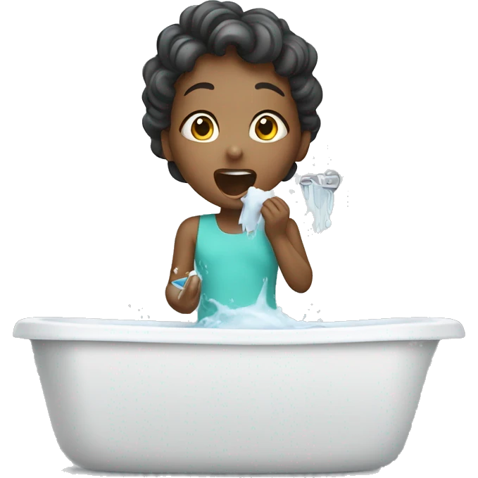 Girl washing her teeth emoji