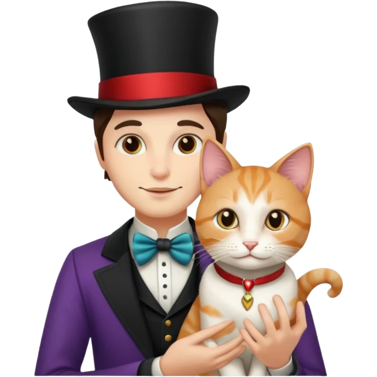 magician couple and their pet cat emoji