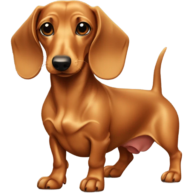 Tan dachshund girl with a bow emoji