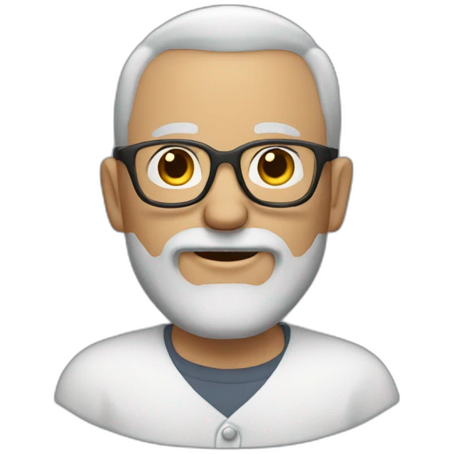 Bald man with glasses and big brown beard with grey hairs emoji