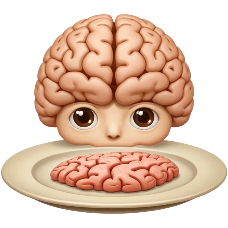 Brain on a plate next to head  emoji