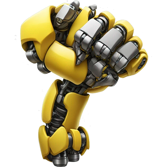 Yellow mechanical cyborg bicep that’s flexing emoji