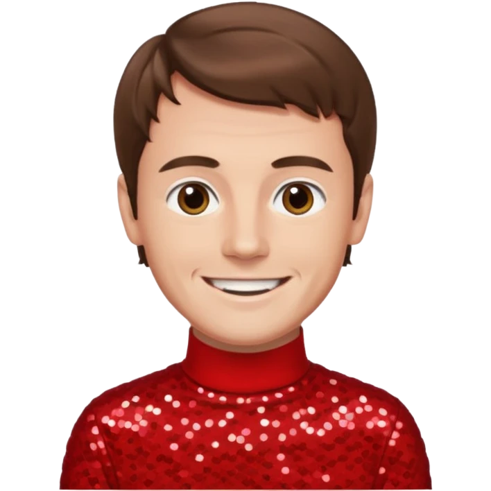 Murray Cook from The Wiggles with brown hair, red sequin skivvy shirt, fair skin emoji