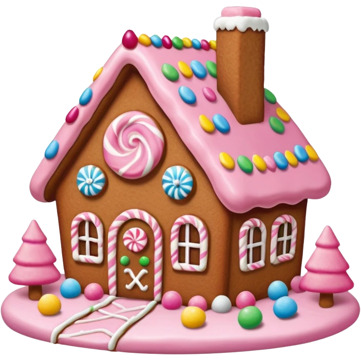 Gingerbread house pink emoji