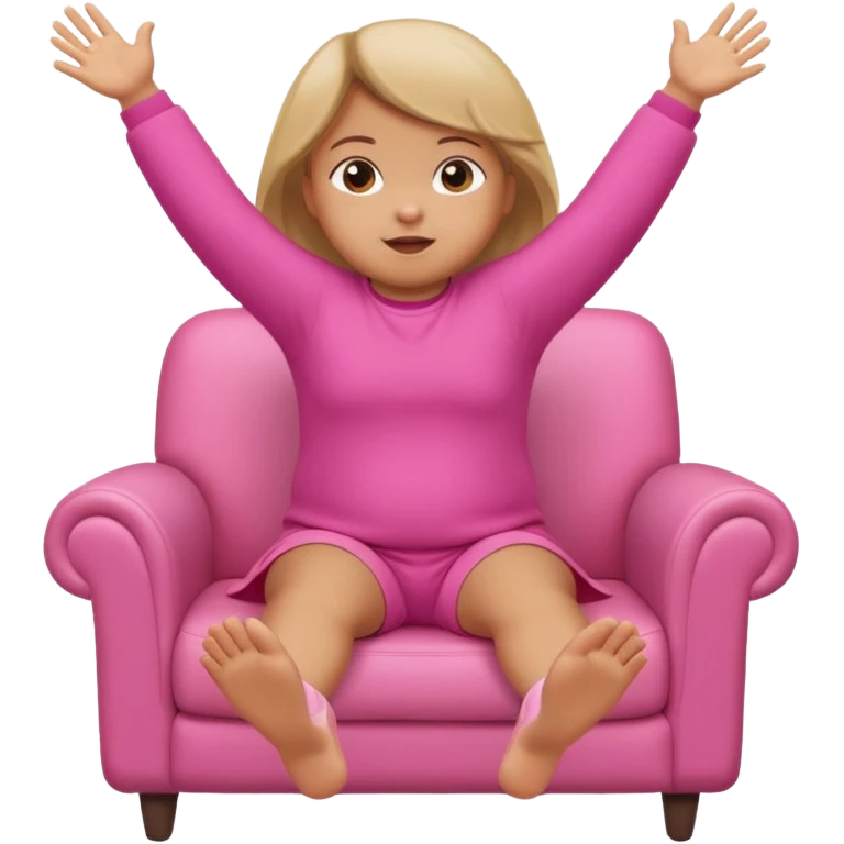 Little Girl fat but not too fat standing but falling off of a chair half in the air chair with pink clothes on standing on chair but fell off not touching chsir emoji