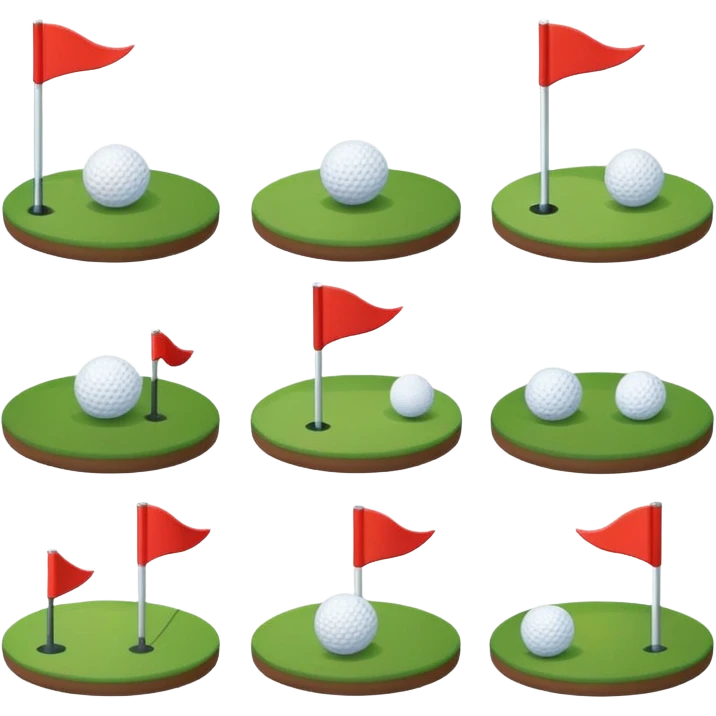 “Create a set of simple, cute, flat-style emojis themed around golf.  Designed in classic emoji style, consistent and expressive.” emoji