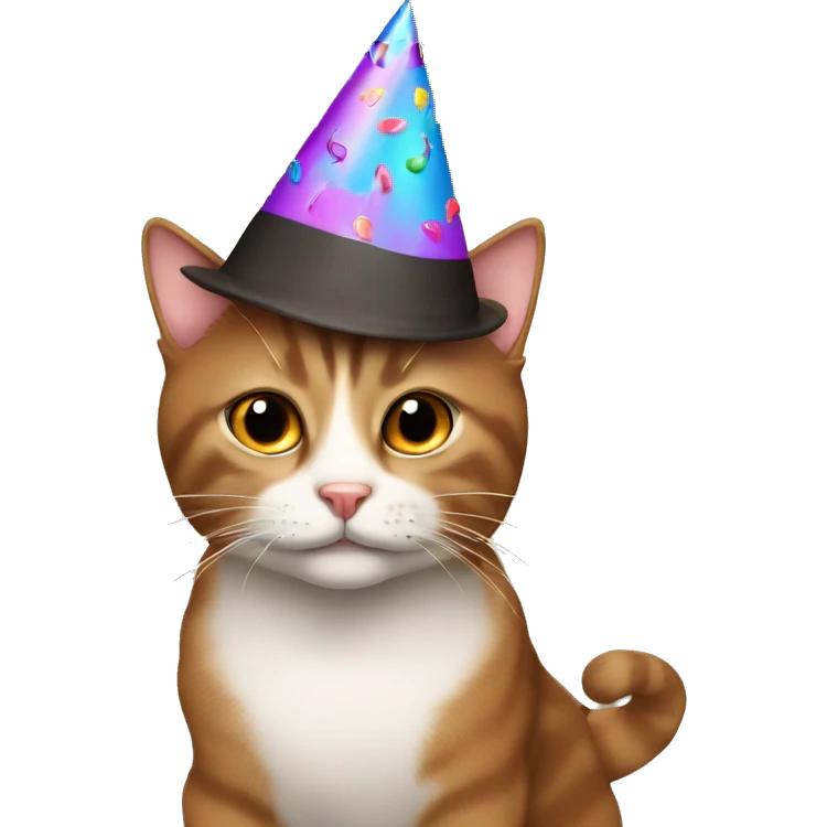 brown BKH cat with a birthday hat  emoji
