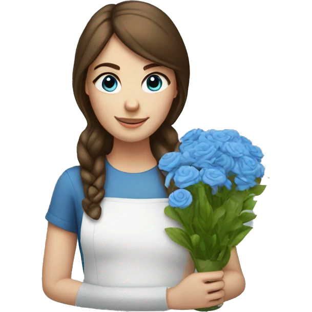 florist girl with brown hair and blue eyes emoji