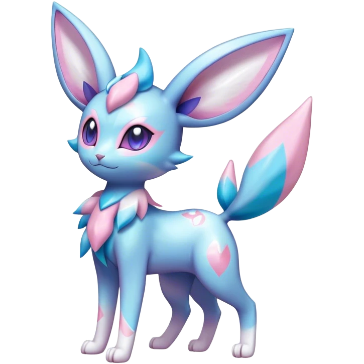 Shiny Cool Sparkly Cute Ethereal Espeon-Sylveon-Glaceon-Fakemon-hybrid-fusion- full body emoji