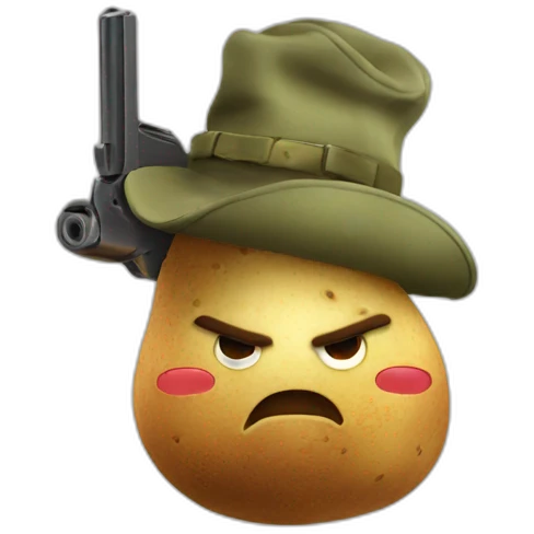 Angry potato with a gun emoji