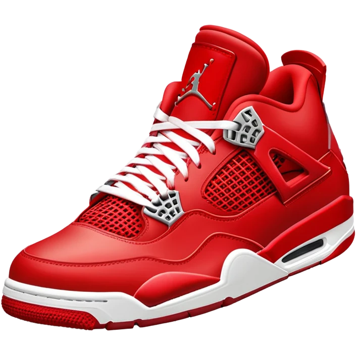  red air Jordan 4 red midsole red bottom red top red laces  emoji