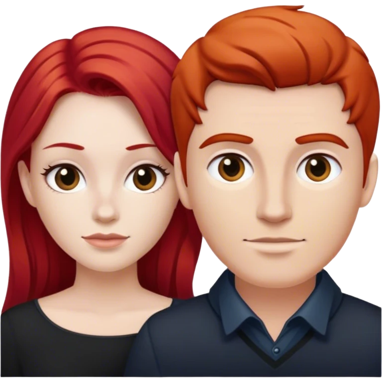 White Women with red hair and white man with black hair  emoji