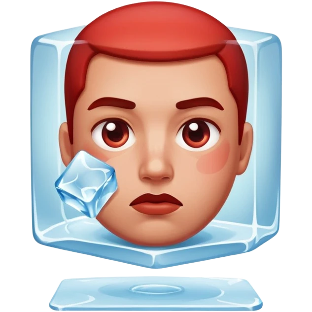 Face with one swollen red cheek with a square ice cube applied to it emoji