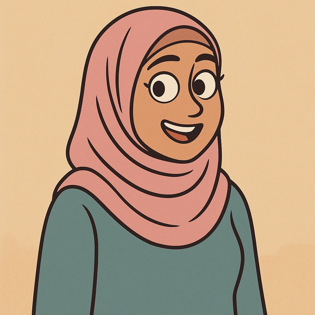 a hijabi woman, modern, friendly, simple cartoon style emoji