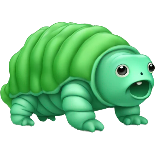 green tardigrade using a VPN emoji
