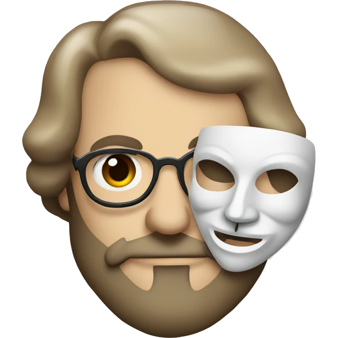 William Shakespeare holding a theater mask in his hand emoji