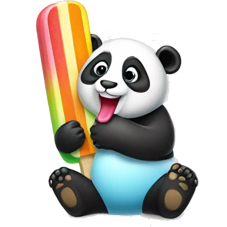 A panda licking an ice lolly emoji