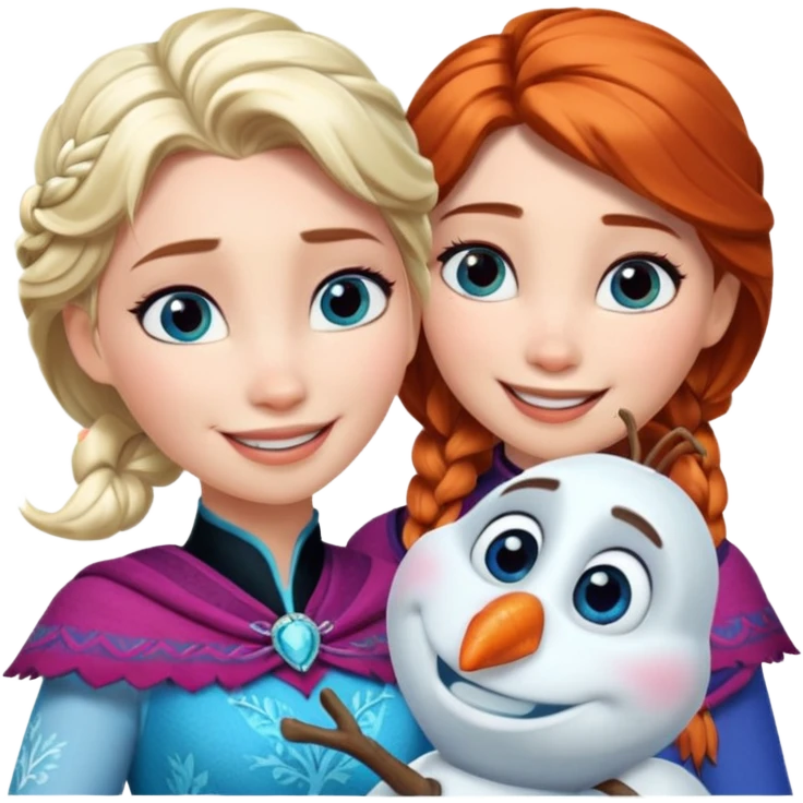 Elsa Anna and Olaf  emoji