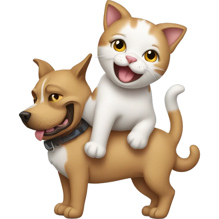cat giving a dog a piggyback ride emoji