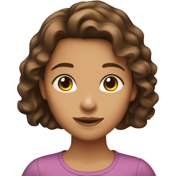 A girl with brown wavy hair that’s short with tan skin and brown eyes emoji