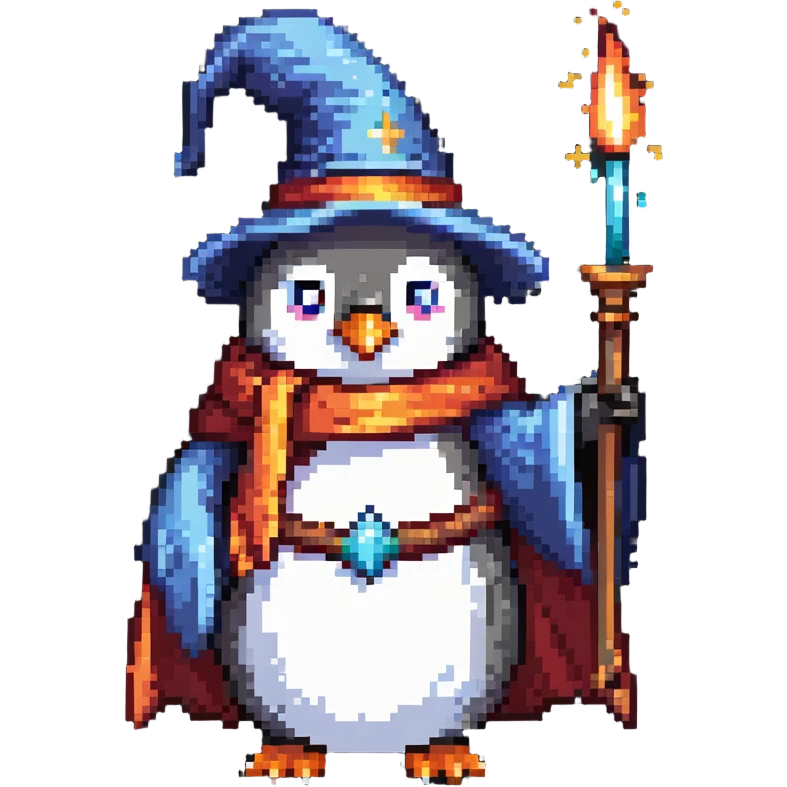 penguin wizard casting spell emoji
