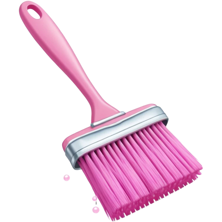 Pink scrub brush with pink bubbles like it’s cleaning something emoji
