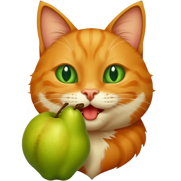 katze mit birne zwischen den zähnen  emoji