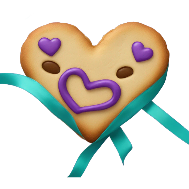 Cookie heart with purple teal awareness ribbon emoji