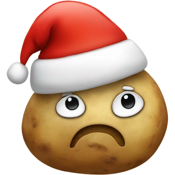Potato with a face and a Santa Christmas hat on emoji
