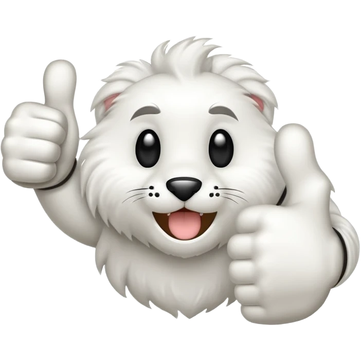 Furry white Hand  thumbs  emoji