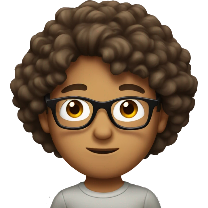 a boy with big brown hair and black glasses  emoji