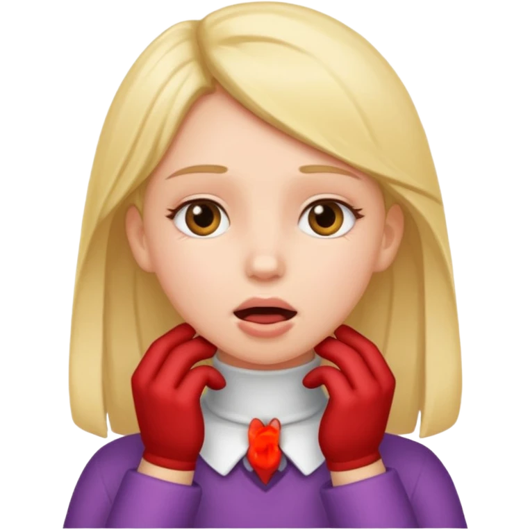 Girl with hands on her throat emoji