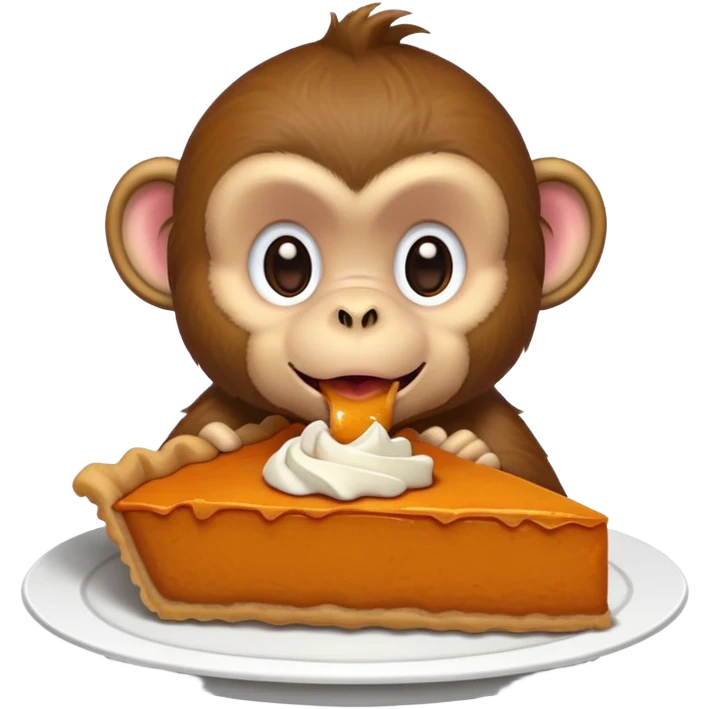 Monkey eating pumpkin pie emoji