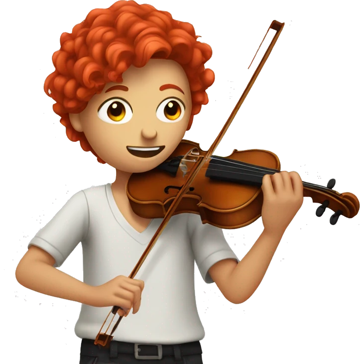 person playing violin with red hair and red eyes emoji