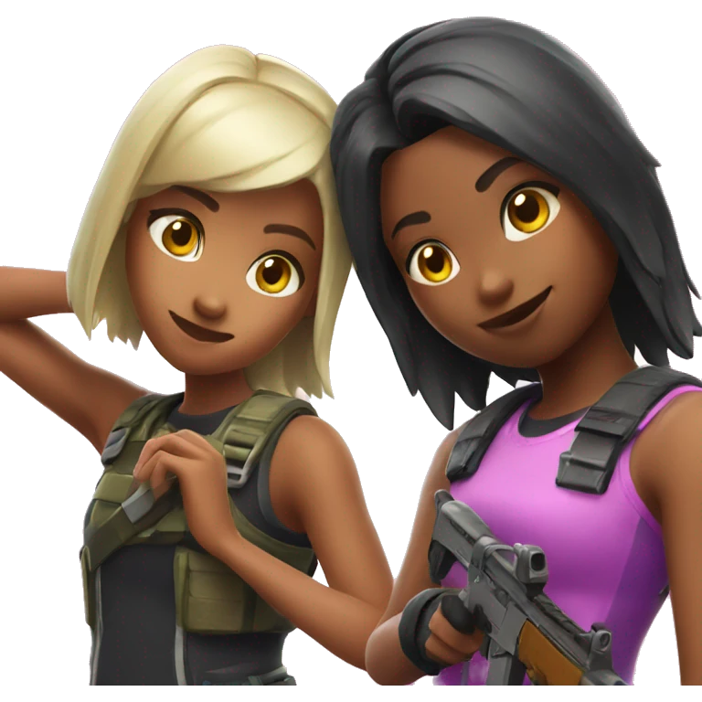 Three girls playing fortnite emoji