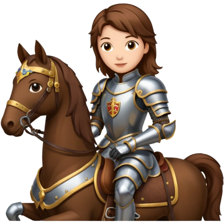 Renaissance princess knight with brown hair on horse emoji