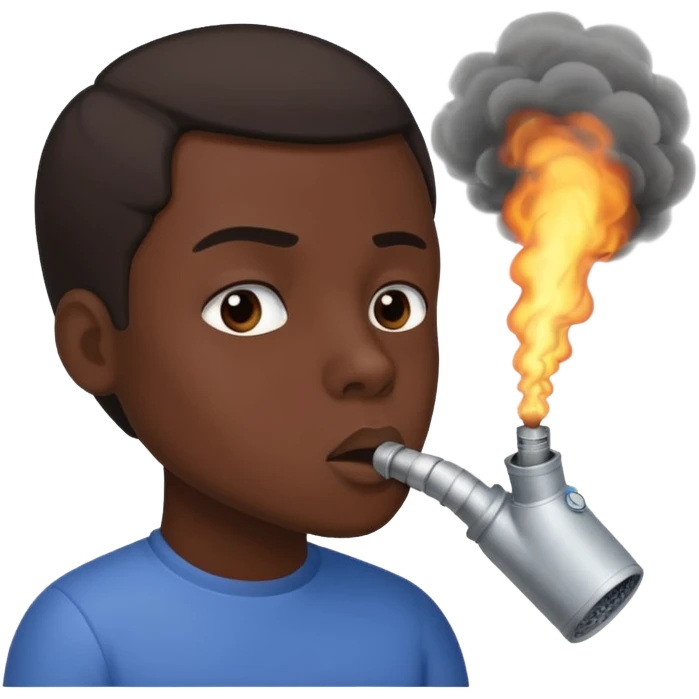 A face that inhales exhaust fumes with power emoji
