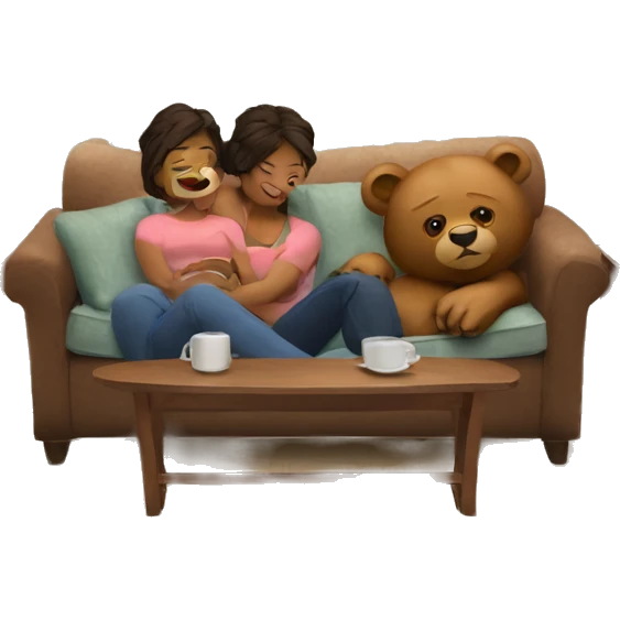 Bears around a woman on the couch  emoji