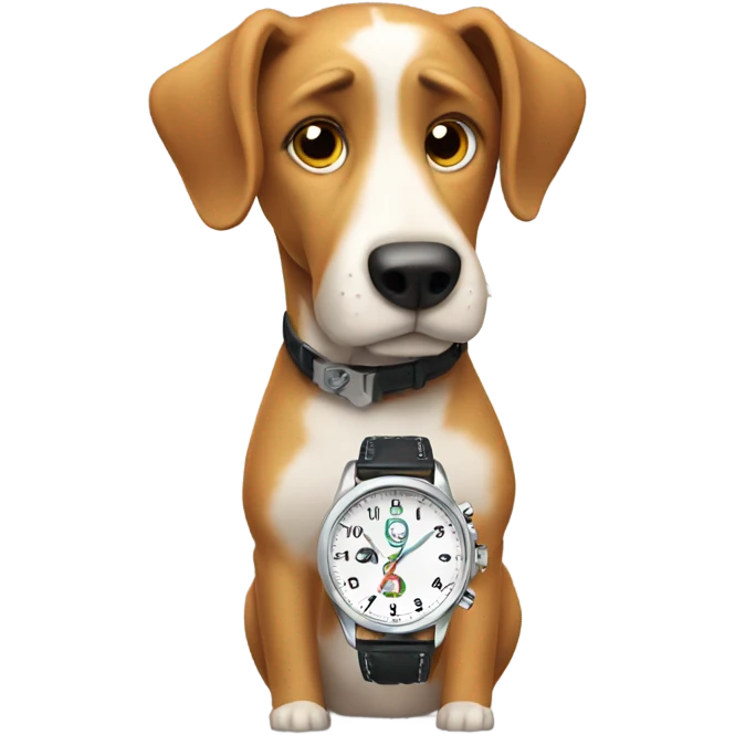 Dog looking at his watch impatiently  emoji