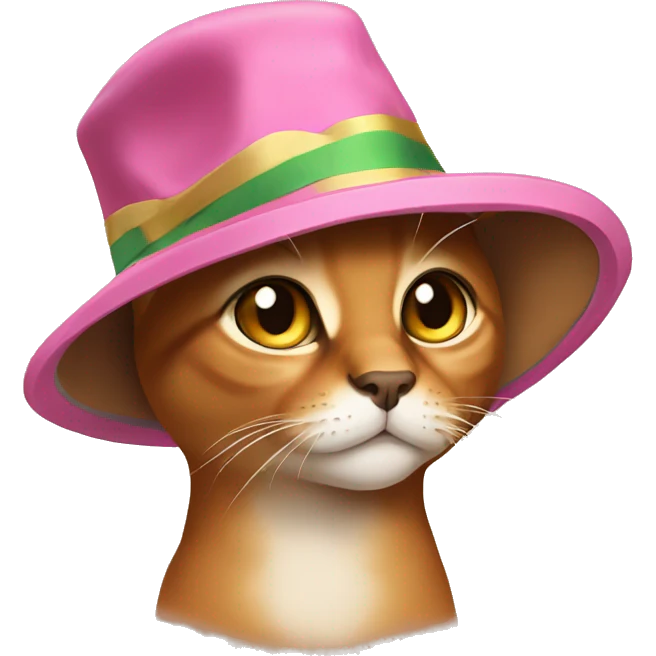Abyssinian cat with a cute hat emoji