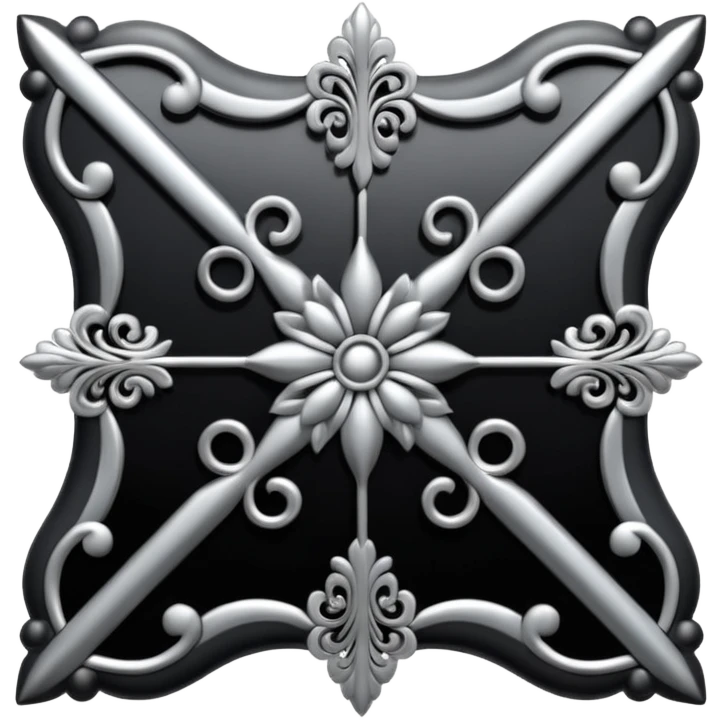 Black and silver filigree corner, 3D, extremely detailed design emoji
