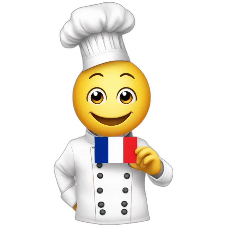 adorable snail cartoon with French flag and chef hat emoji