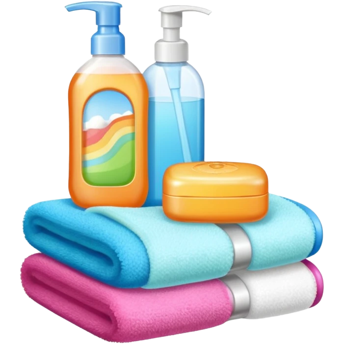 Soap, washcloth and kids shampoo emoji