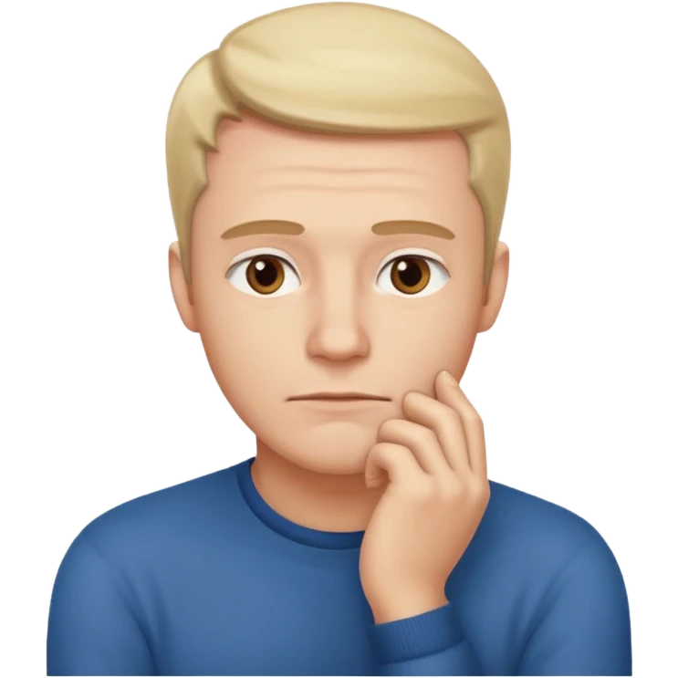 🧍‍♂️ thinking face with hands on chin emoji